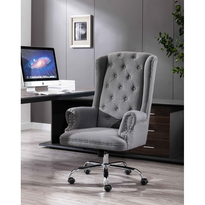 Linen Executive Chair, Dark Grey