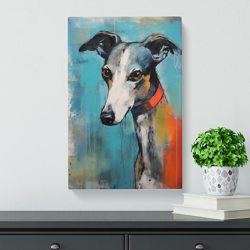 Whippet Gestural No.3 - No Frame Print, 76cm H x 50cm W x 3cm D