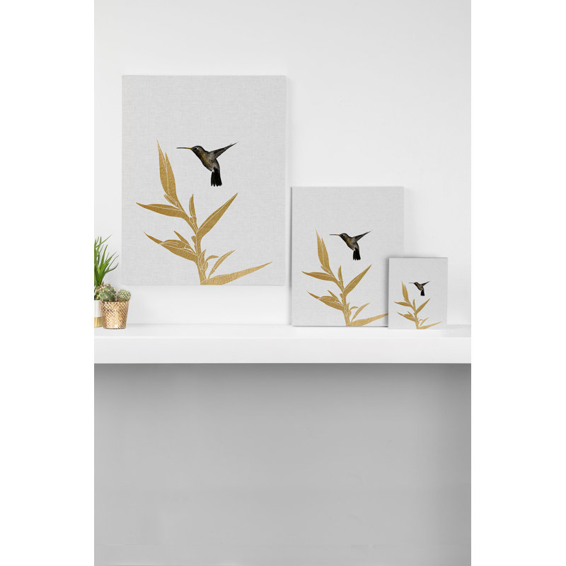 «Hummingbird and Flower II», impression, H 10 po x l 8 po, Toile tendue, Sans cadre