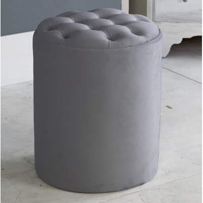 Henthorn 28cm Wide Velvet Tufted Round Solid Colour Pouffe Ottoman
