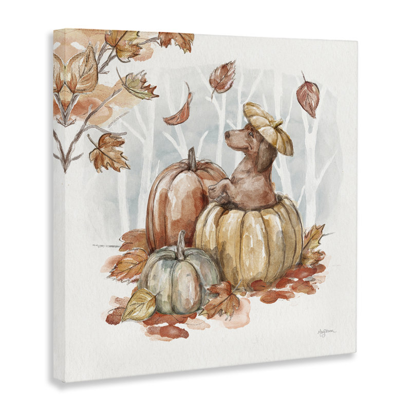 «Fun Dachshund & Pumpkin» par Mary Urban, H 17 po x l 17 po