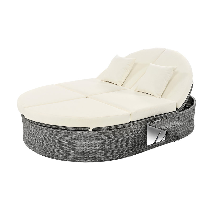 Chaise longue d'extérieur en osier Xhuliana , Beige