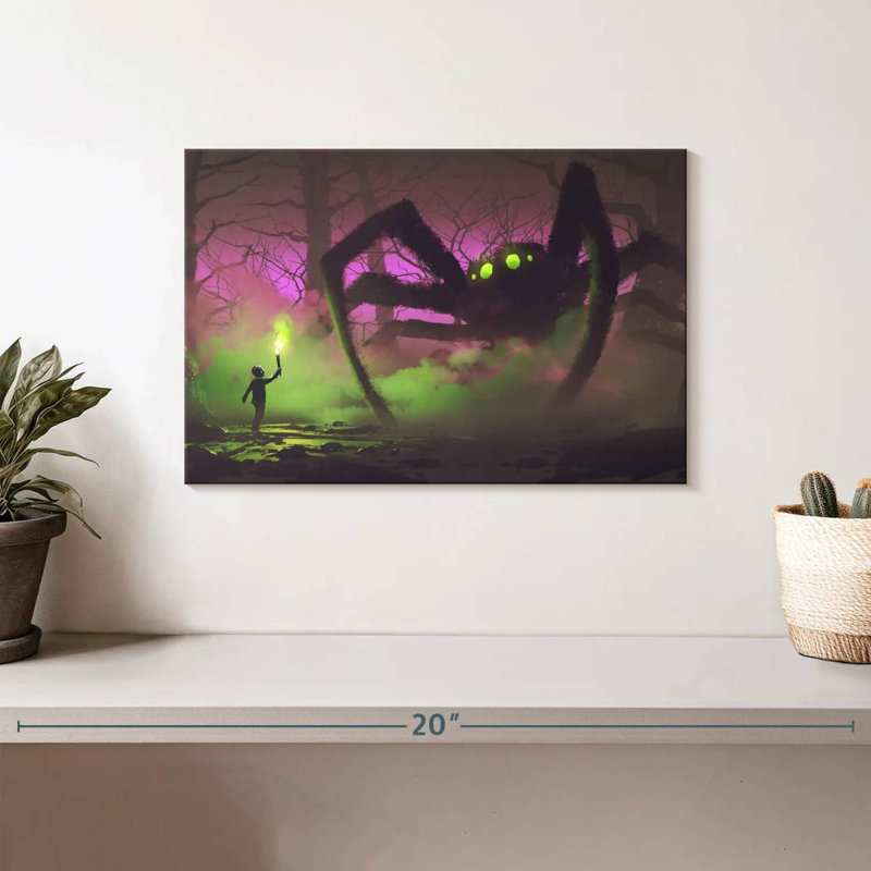 Boy And Giant Spider, 8" H x 12" W
