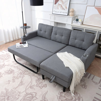 Spacious Storage Sofa With PP Cotton Cushions & Sturdy Metal Frame, Space-Saving Living Room Essential