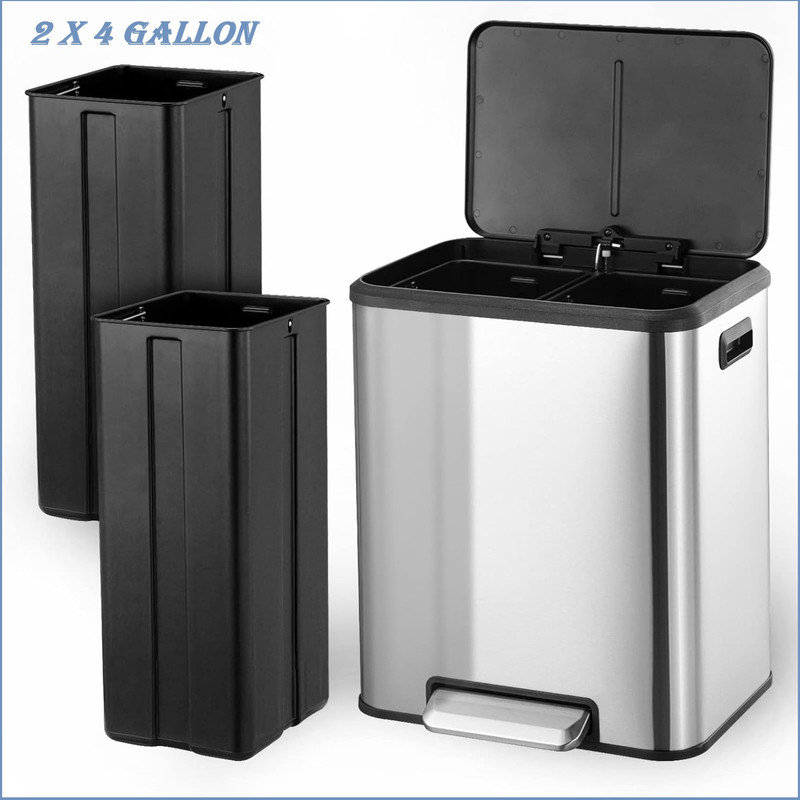 Stainless Steel Step On Rubbish Bin - 113.6L