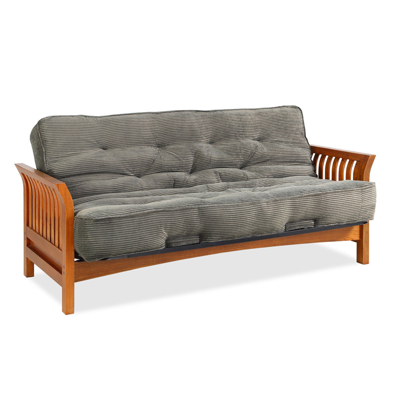 Futon et matelas Overs peu, Velours côtelé couleur sauge