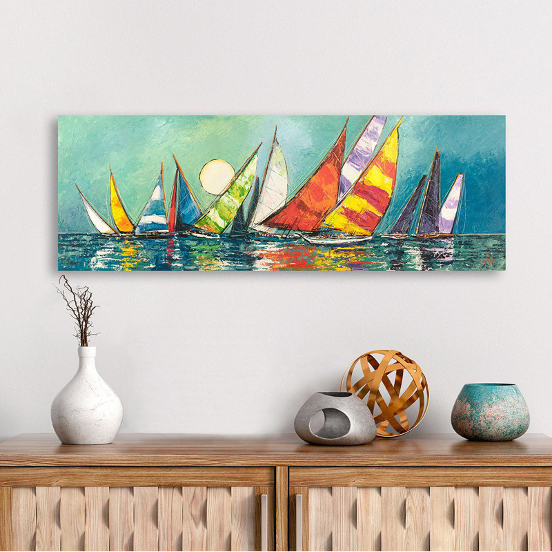 Regatta In The Moonlight I by Luigi Florio - Wrapped Canvas Panoramic Art Prints, 35cm H x 100cm W x 4cm D