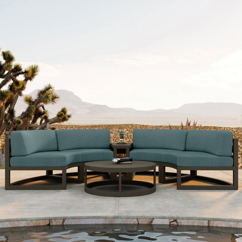 Avion Outdoor 4 - Piece Conversation Set, Cast Lagoon Sunbrella® Plainweave, Slate