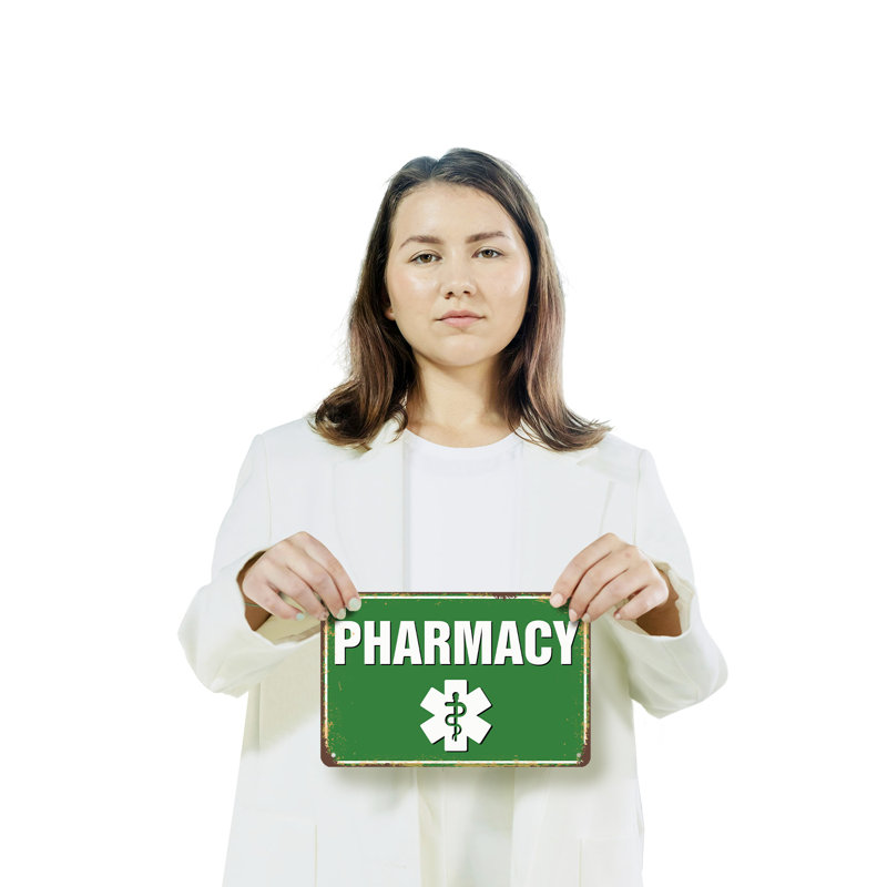 Enseigne de fantaisie en aluminium 7 po x 10 po P Pharmacie Street (paquet de 2)