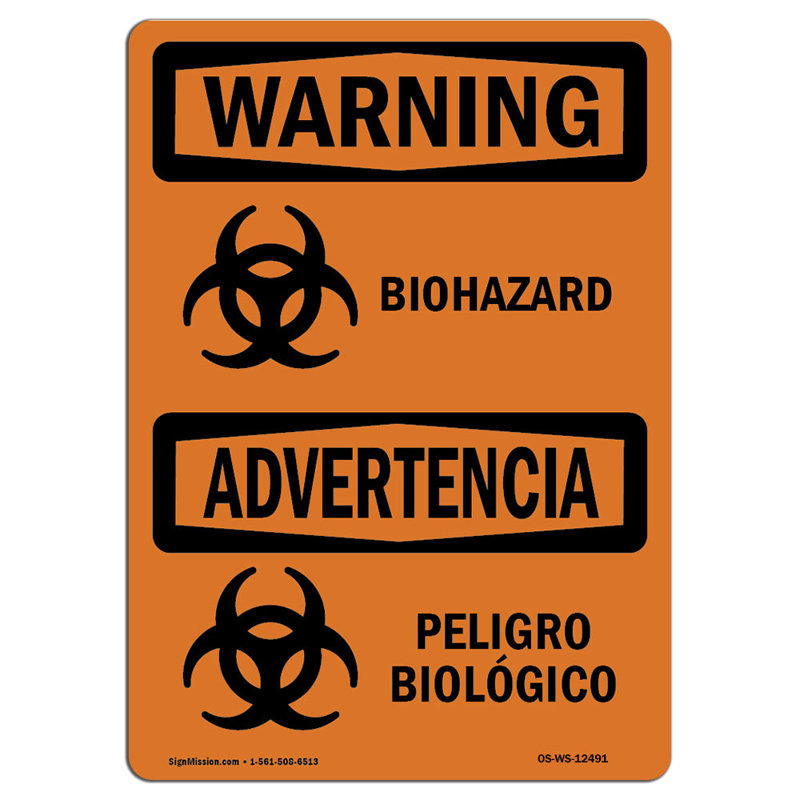 Enseigne en plastique Biohazard 14 "x 10"