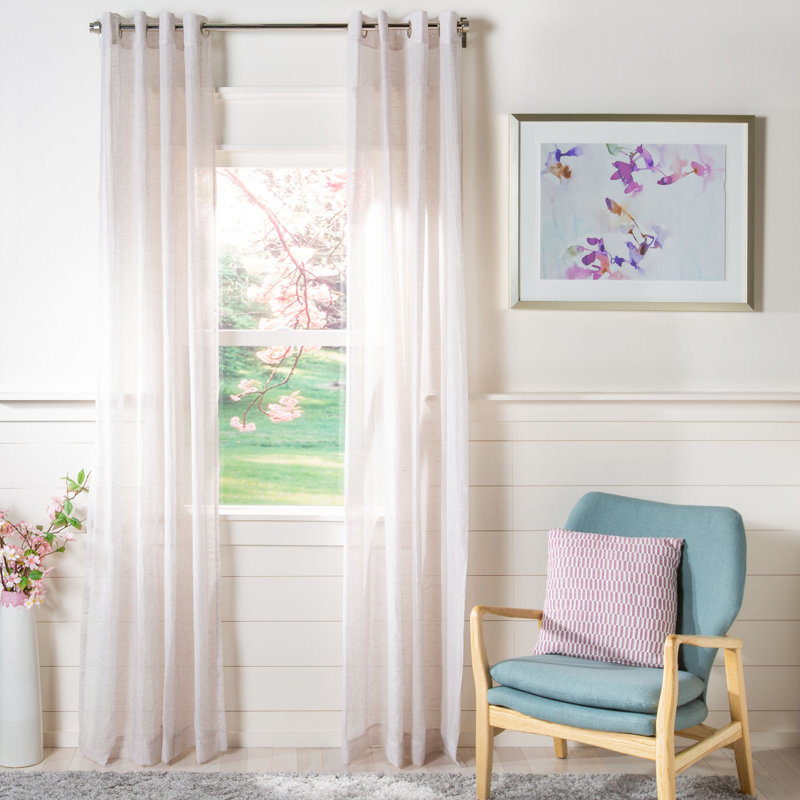 Richins Sheer Curtain Single Panel, 52" W x 96" L, Beige