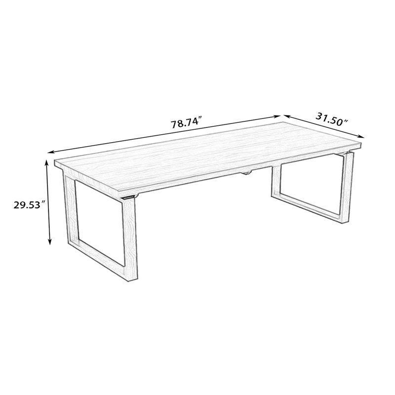 Burlywood Rectangular Solid Wood Dining Table, 29.53"H x 78.44"L x 31.50"W