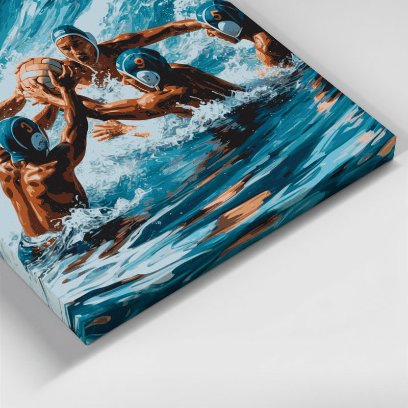 Sports nautiques, water-polo, art mural bleu, 12" H x 12" W