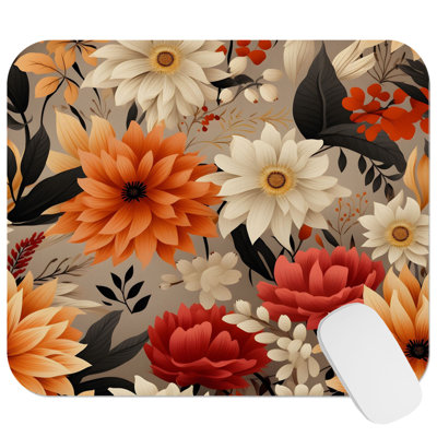 Holiday Fall Season Thanksgiving Flowers III Cottage Gaming Cute Office Laptop Desk Pad Gift Mat Square Rectangle Non-Slip Mousepad