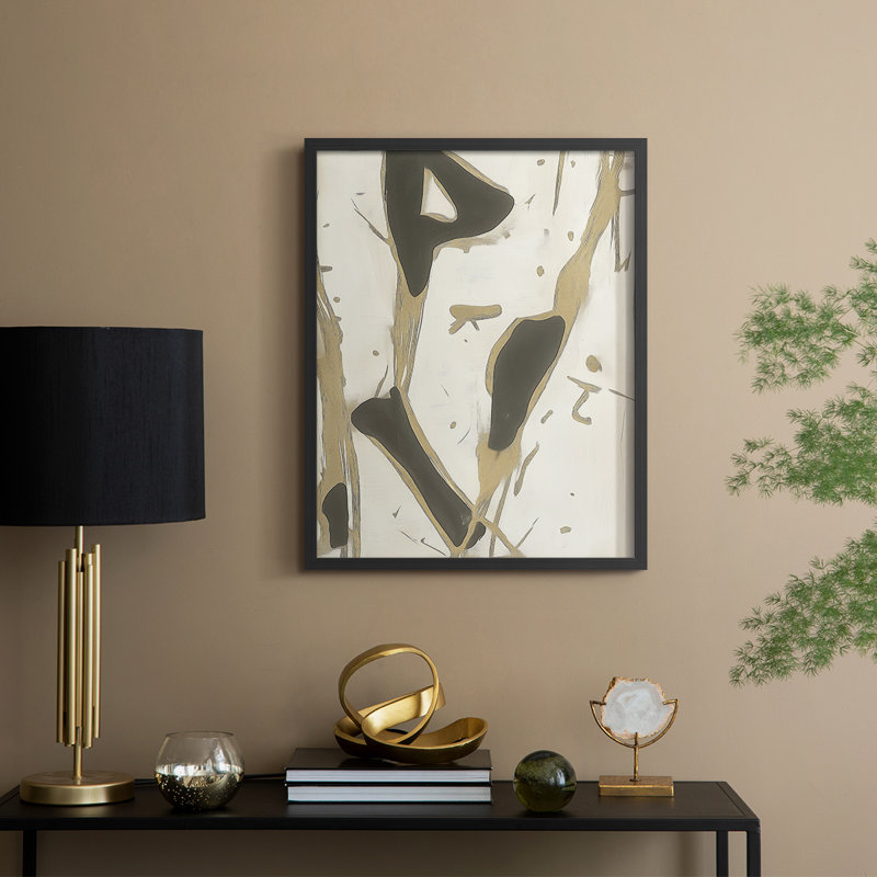 Impression abstraite encadrée LIX - prête à être suspendue - fabriquée aux États-Unis, 10" H x 8" W, Noir