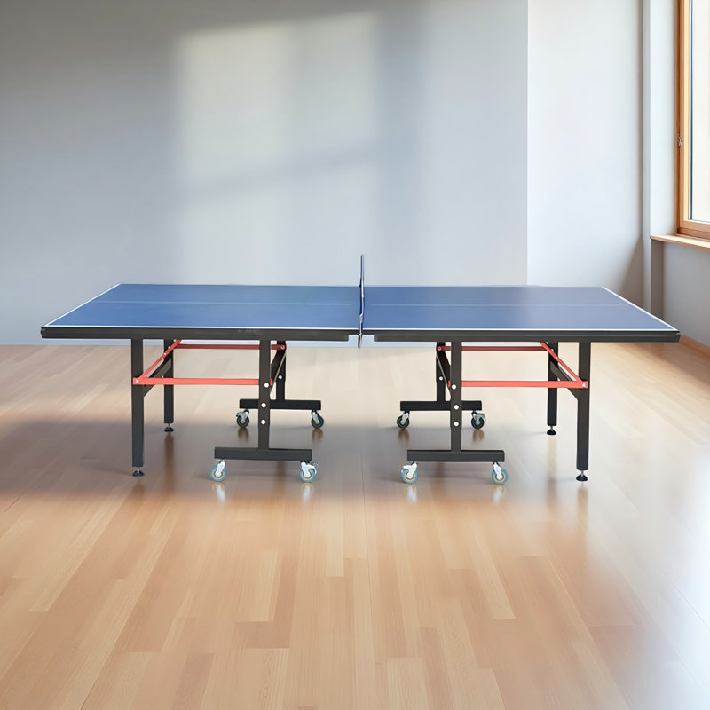 107.87"Foldable Rollaway Ping Pong Table with Wheels, Indoor Regulation Full Size Table Tennis Table for Household Home Competition