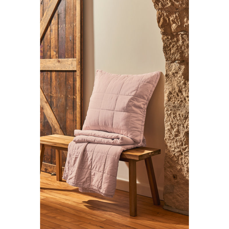 Laundered Cotton Throw Blanket, Pink