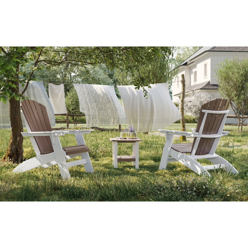 Kavia Outdoor Adirondack Chair With Table, Black/Heron Gray
