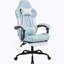 Fauteuil de jeu ergonomique avec repose-pieds et soutien lombaire, bleu et blanc, pour une assise confortable et réglable-1968331618