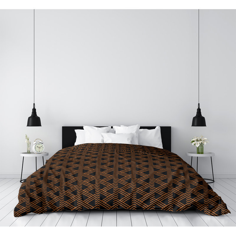 Modern & Contemporary Duvet Cover, King Duvet Cover, Brushed Polyester, Black/Brown