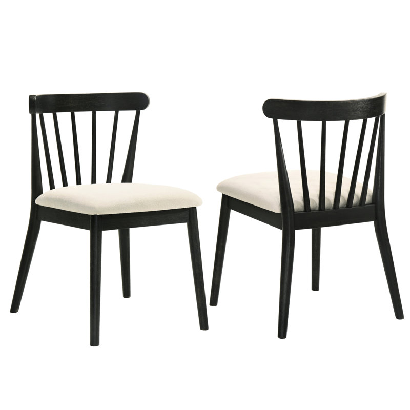 De 2 chaises d'appoint de salle à manger en bois massif noir avec un design rustique et des sièges rembourrés, assemblage simple pour la cuisine ou le coin, 21,59 pouces de largeur, 24,94 lb d'attrait traditionnel, sièges, installation rapide