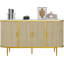 Buffet 50 po moderne avec rangement, console de bar Mid-Century cannelée avec plateau en faux marbre, portes coulissantes à profil courbé pour la cuisine, le salon et le vestibule