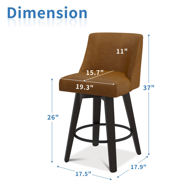 Hokku Designs & Makiba 360° Swivel Counter Height Bar Stool - CertiPUR-US Foam, Solid Wood Frame, Linen Upholstery, 1