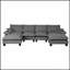 Canapé modulaire modulaire, canapé en U en forme de nuage avec conception de voilier, canapé en chenille confortable à 6 places avec repose-pieds mobile pour le salon-791914378-791914375-791914377