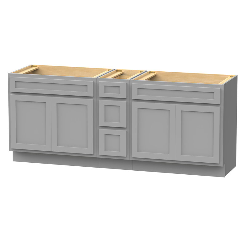 78'' Double Bathroom Vanity Base Only, Gray