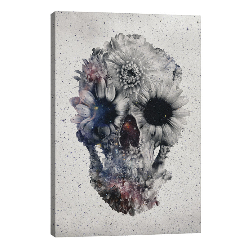 Floral Skull #2 - Print on Canvas, 66.04 cm H x 45.72 cm W x 1.91 cm D, No Frame