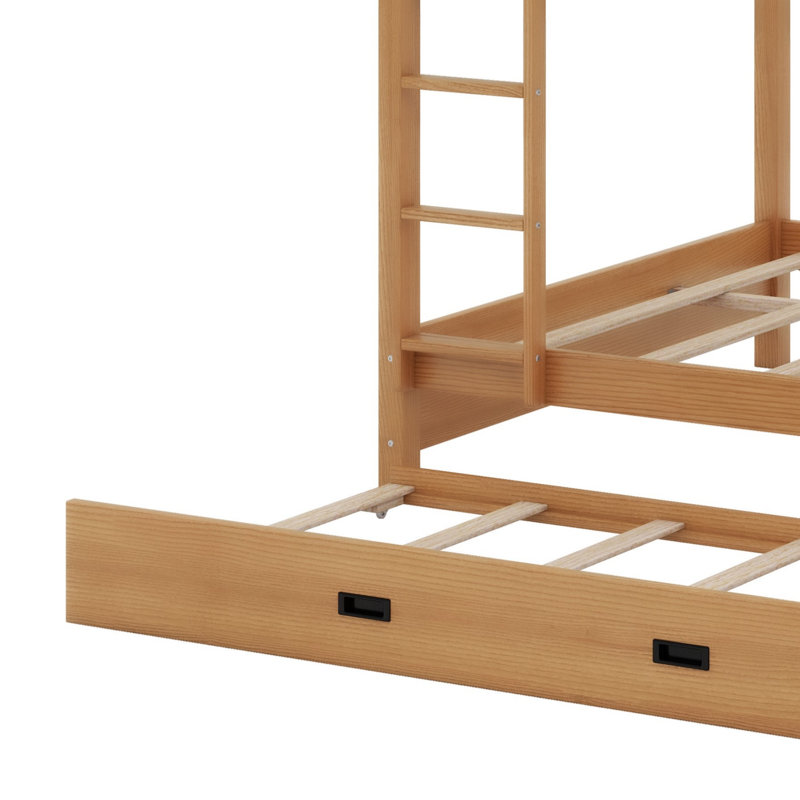 Lit superposé en bois avec échelle et lit gigogne, Bois