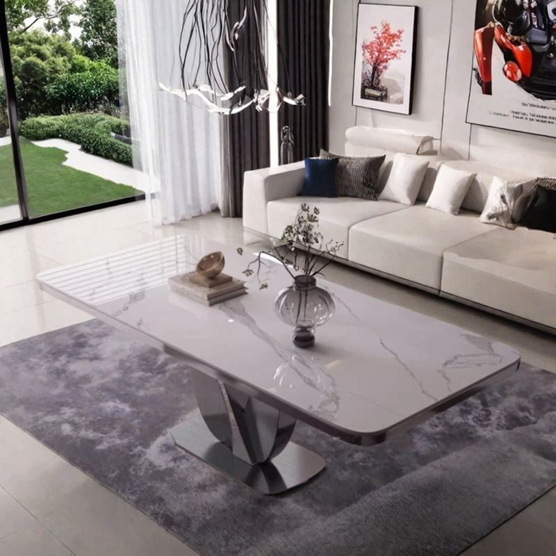 Table de salle à manger Minimalist, H 29,5 po x L 78,7 po x l 35,4 po, Blanc