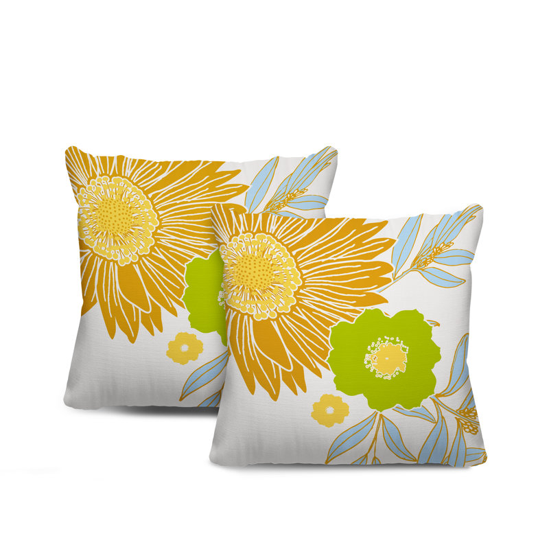 Housse et insert de coussin décoratif intérieur / extérieur en mélange de polyester, L 15 po x H 15 po, Jaune