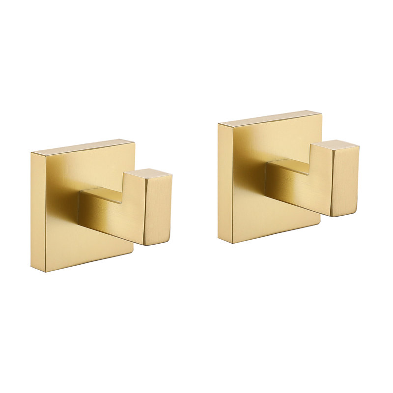 Towel Hooks 2 Pieces Wall Mounted, Brushed Gold