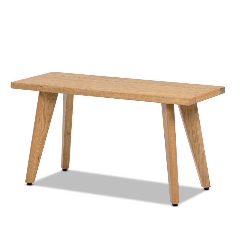Hawley 35.5" Solid Red Oak Wood Bench, 18.5" H x 35.5" W x 14" D, Natural Brown