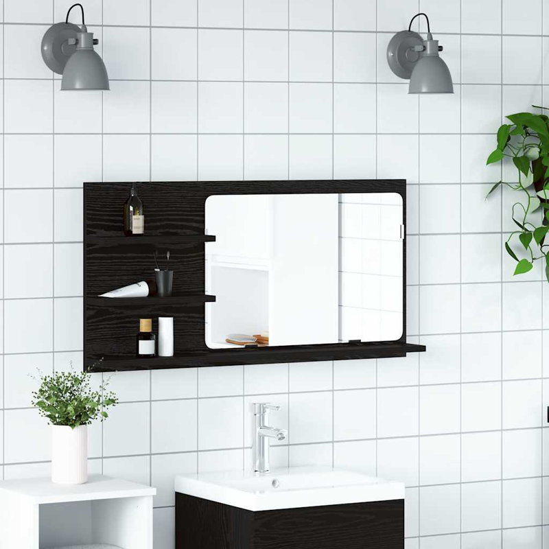  Bathroom Mirror Cabinet Oak 90X11x45 Cm Engineered Wood
