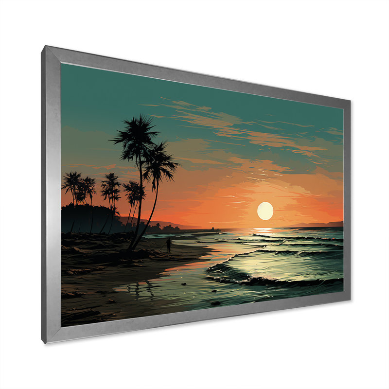 Sarcelle, escapade tropicale, coucher de soleil et tranquillité, Cadre photo argenté, H 34 po x l 44 po x P 1,5 po