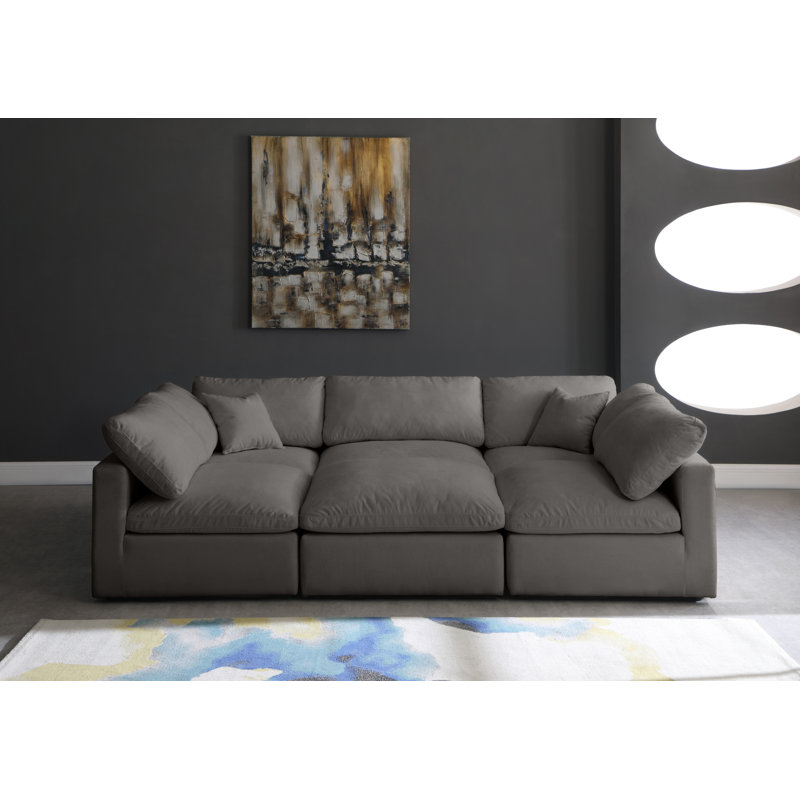 Atis Velvet U-Shaped Sectional Reversible, Grey Velvet