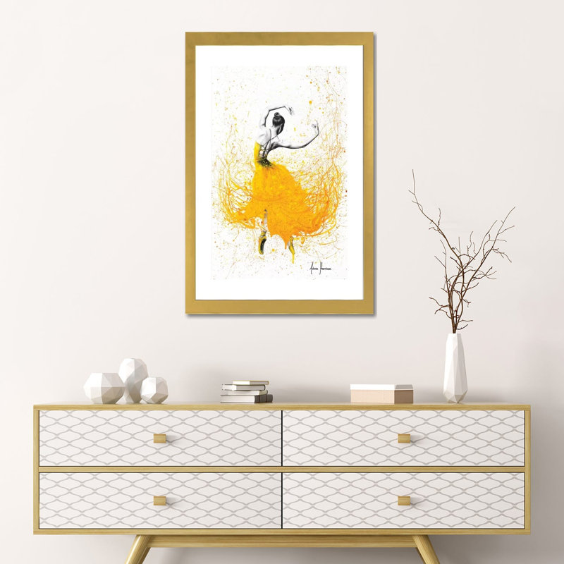«Daisy Dance» par Ashvin Harrison - impression, H 24 po x l 16 po x P 1 po, Papier doré, Blanc