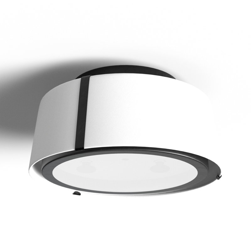 Marietta Flush Mount, Matte Black, White Silk