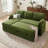 Convertible L-shaped Sofa With Pull-out Bed And Storage Chaise, Linen Green-1703183688