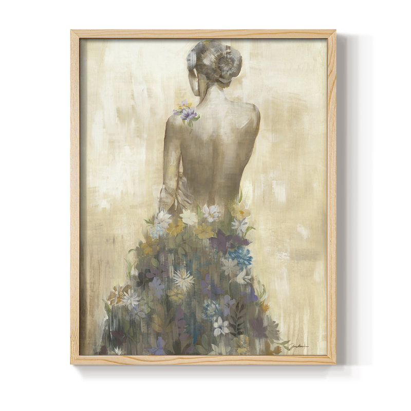 Reproduction encadrée de robe de jardin - bois massif, H 30 po x l 24 po, Naturel