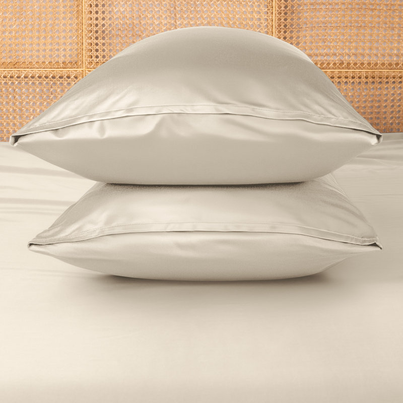 Ensemble de taies d'oreiller en rayonne de bambou, Sable, Taies d'oreiller pour grand lit