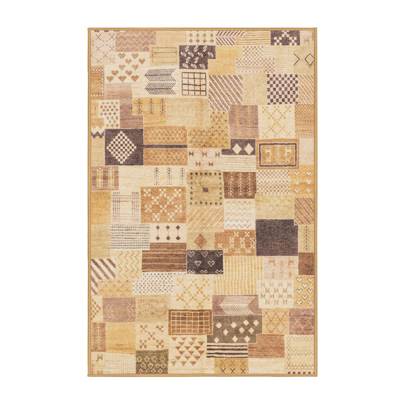 Tapis décoratif multicolore à motif abstrait, Rectangle 7 pi x 9 pi