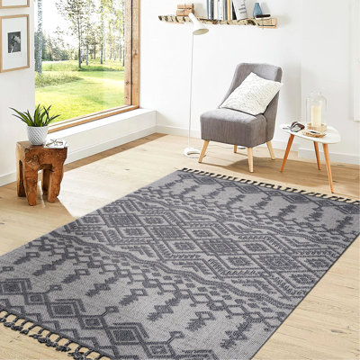 Tapis blanc / gris 4X6 - Design contemporain pour teinture de chambre à coucher, idéal pour les chambres à coucher, les vestibules, les bureaux à domicile et les animaux domestiques
