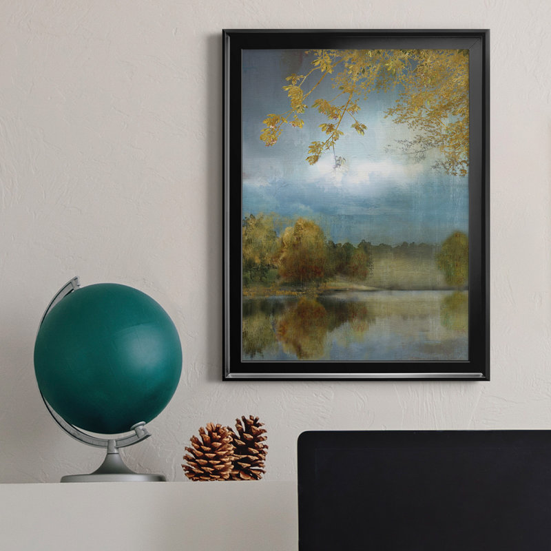 Golden Leaves - Peinture sur toile encadrée, Noir, H 22,5 po x l 30,5 po x P 1,5 po