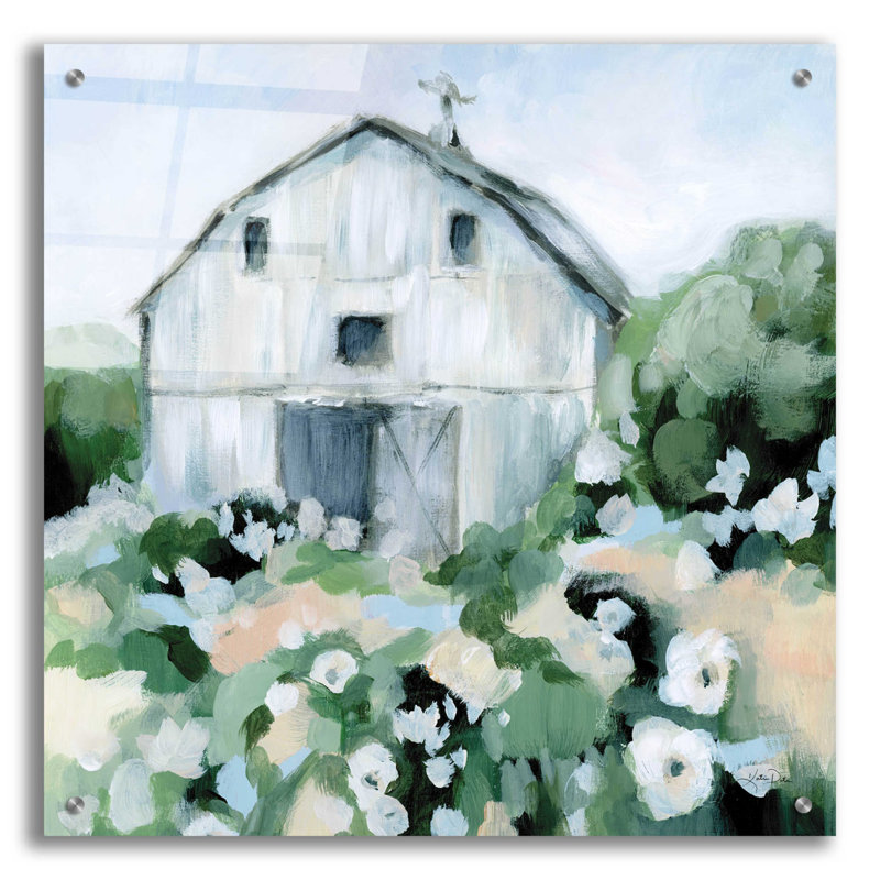 «Summer Barn» par Katrina Pete - peinture sans cadre, H 24 po x l 24 po x P 0,2 po