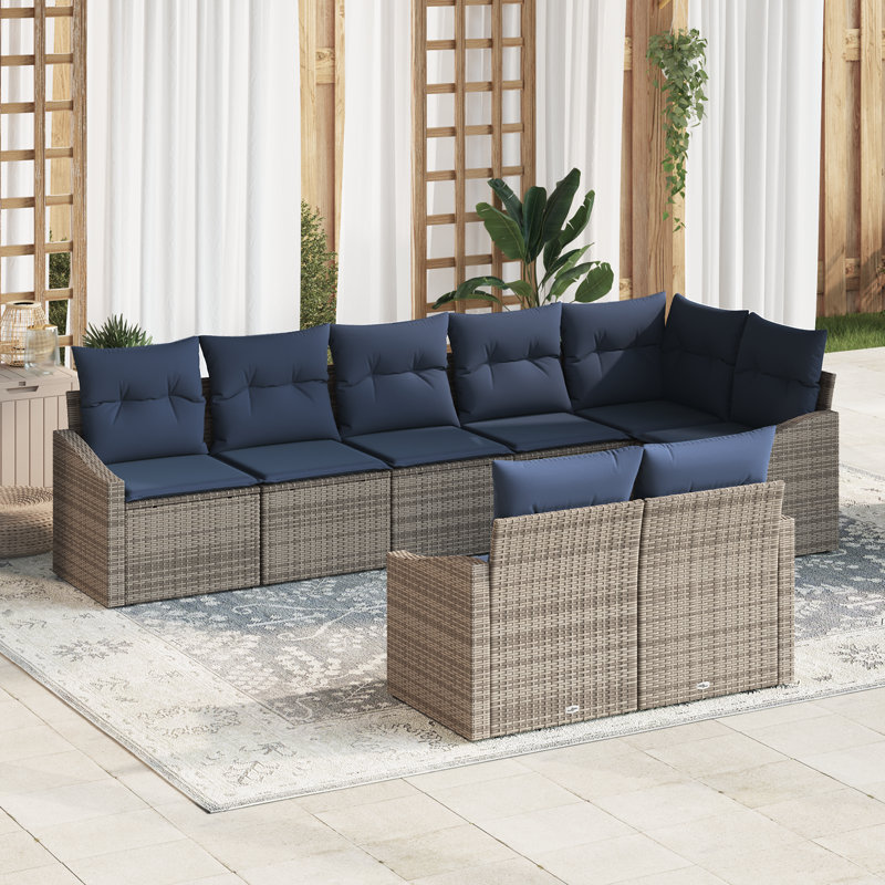 Ensemble de canapé avec coussin vidaXL 8 pièces vidaXL, Structure grise / coussin bleu marine
