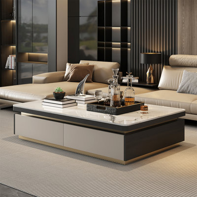 Light luxury rectangular rock table