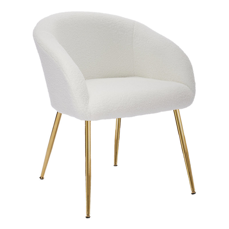 Lashann 18.5'' H Fabric Upholstered Metal Armchair, Gold, White, 1
